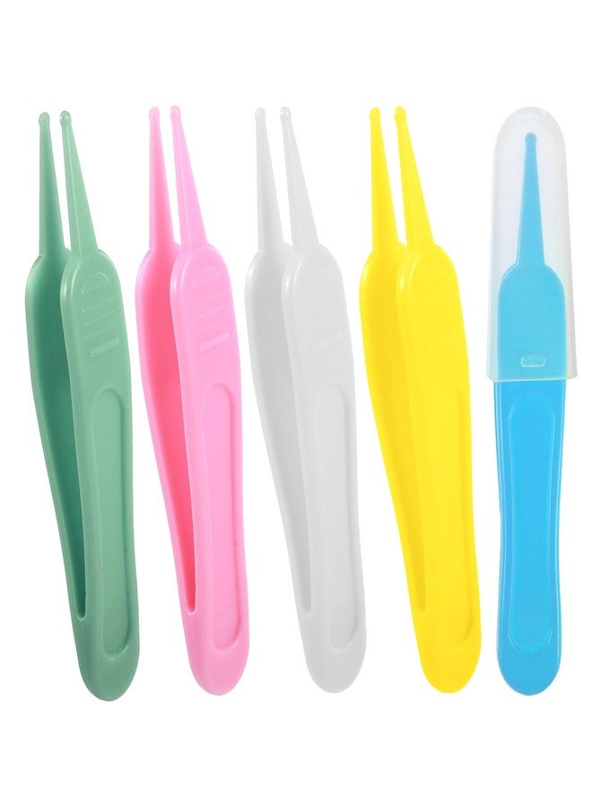 Larrel 5 Pcs Nose Cleaning Tweezers, 5 Colors Baby Nose Picker with Round Plastic Head for Babys Care Comfortable Effective Noses Picker Tool Baby for Cleaning Ear Canals Nasal Umbilical Dirt - Image 1